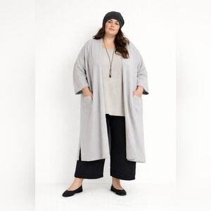2 For $20 Longline Cardigan - Light Grey 3x Plus, Minimalist,Lagen look.